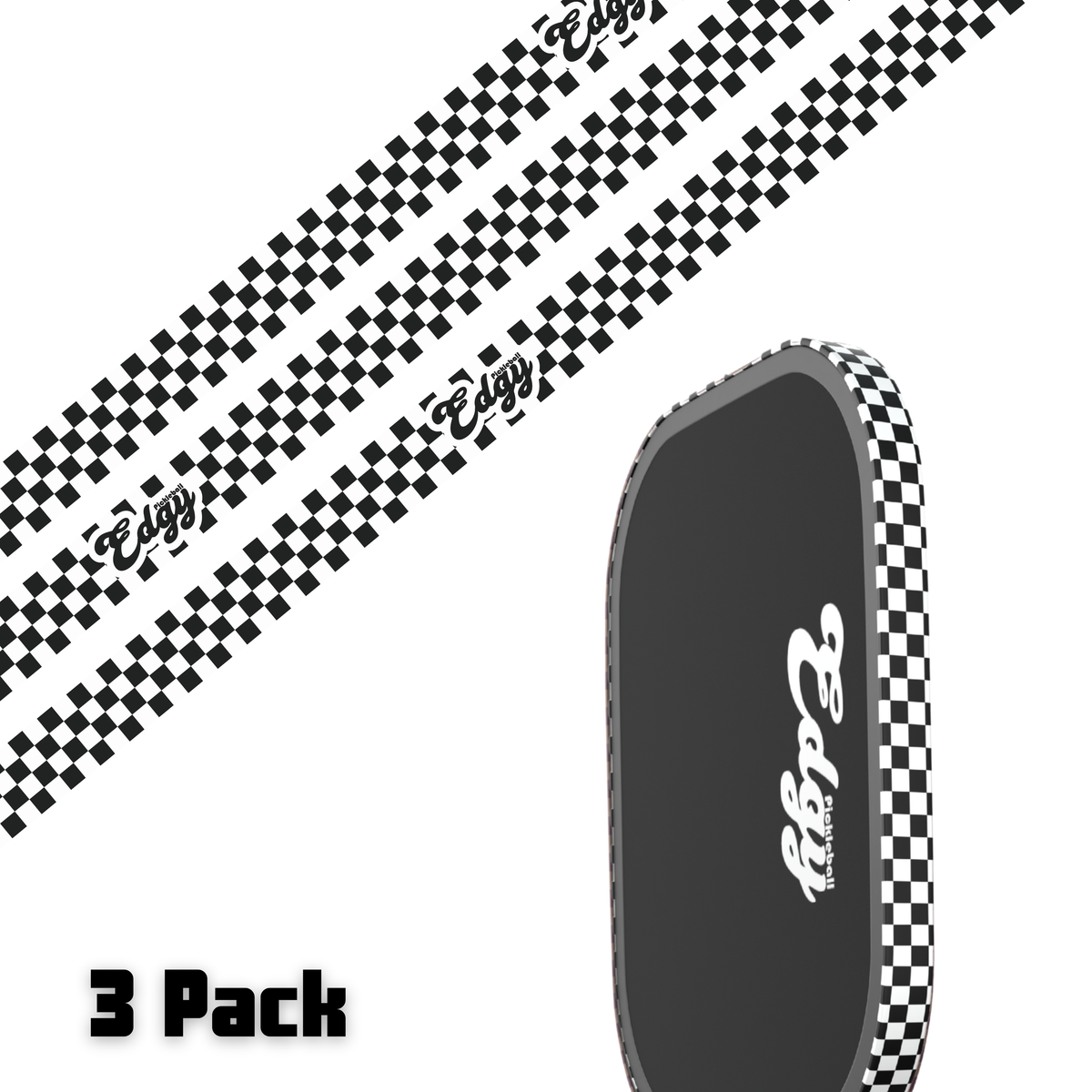 B&W Checkers Edge Tape (3 pack) - Pickleball Paddle Edge Tape