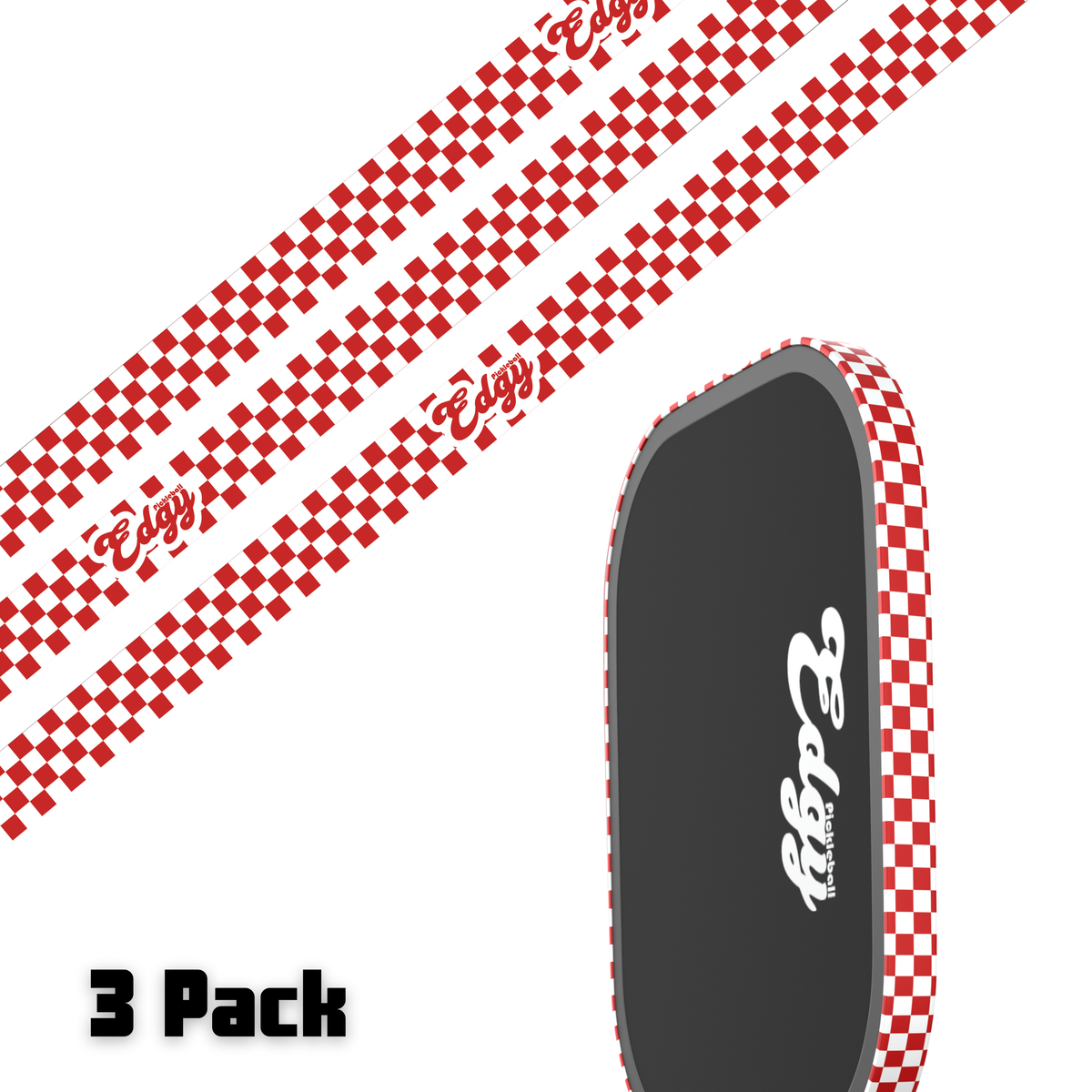 Red Checkers Edge Tape (3 pack) - Pickleball Paddle Edge Tape