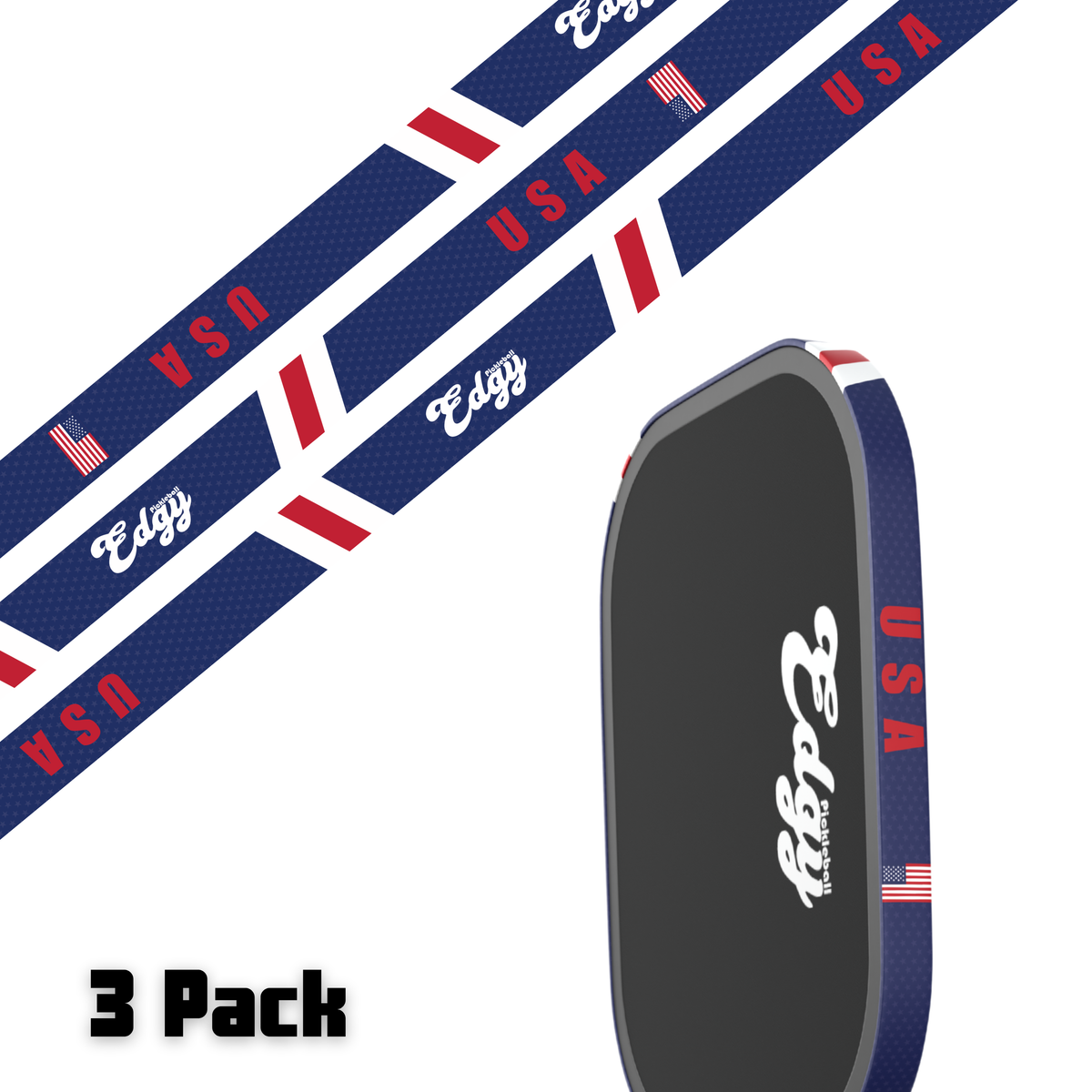 Stars & Stripes Edge Tape (3 pack) - Pickleball Paddle Edge Tape
