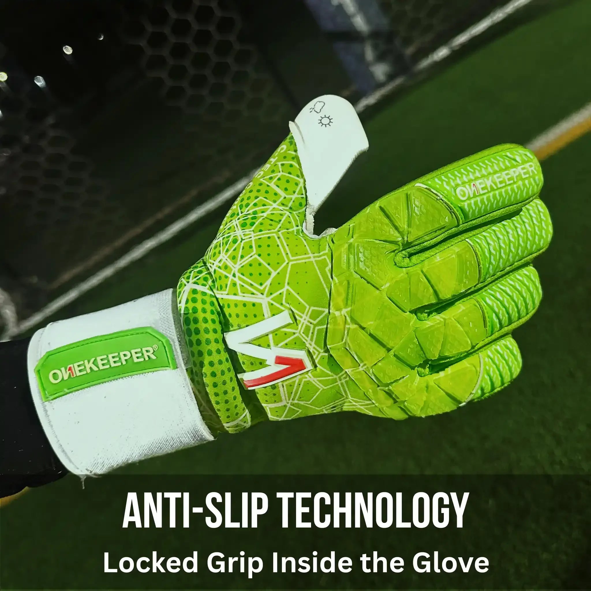 C-TEC Green and White with Thin Neoprene Backhand for Cold Weather