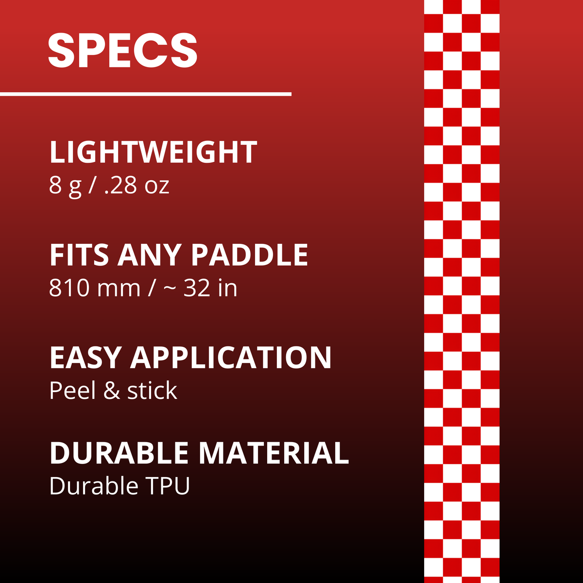 Red Checkers Edge Tape (3 pack) - Pickleball Paddle Edge Tape