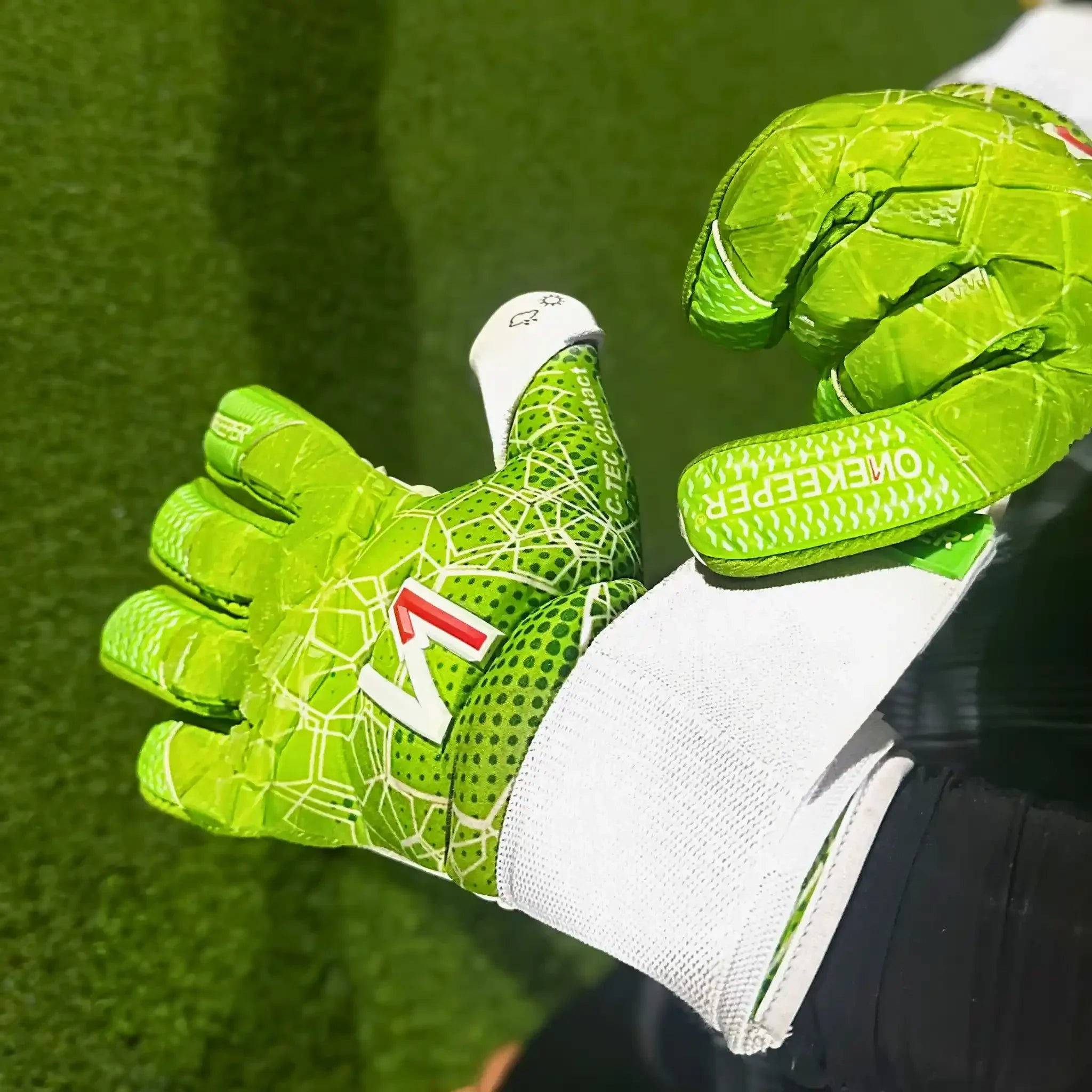 C-TEC Green and White with Thin Neoprene Backhand for Cold Weather