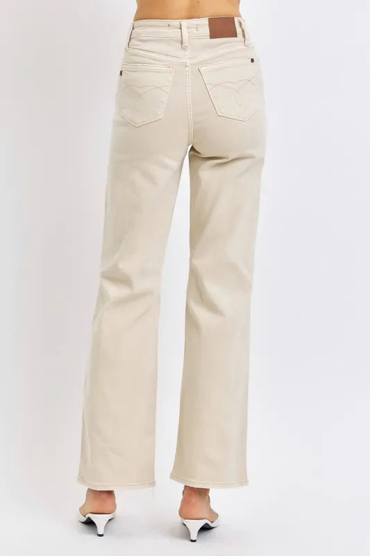 Judy Blue Full Size High Waist Distressed Wide Leg Jeans