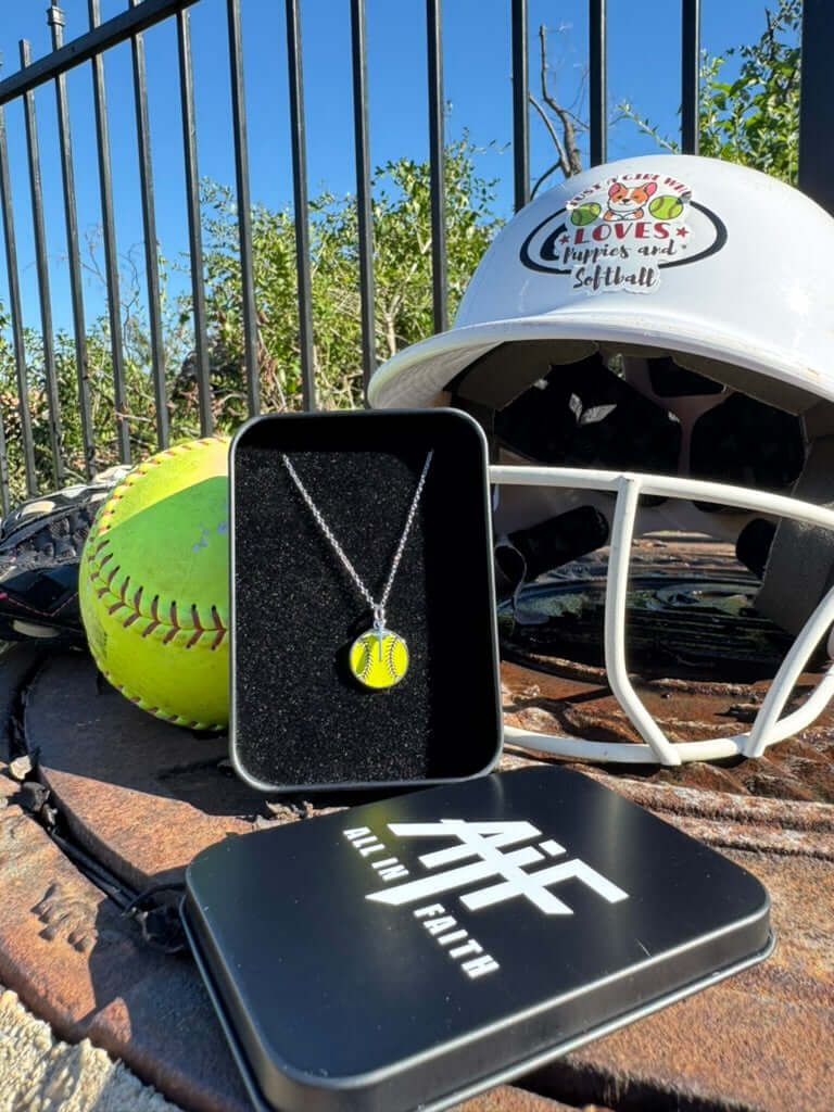 Softball Dangle Cross Necklace
