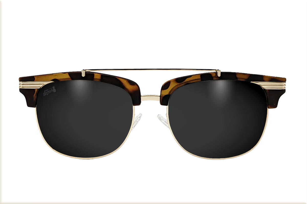 Tortoise Shell Gold - Jet Black Lens Polarized - Castaway