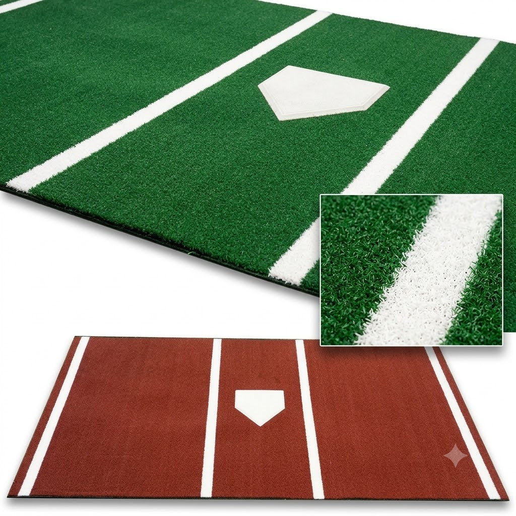 Green and Brown Hitting mats for baseball and softball with home plate
