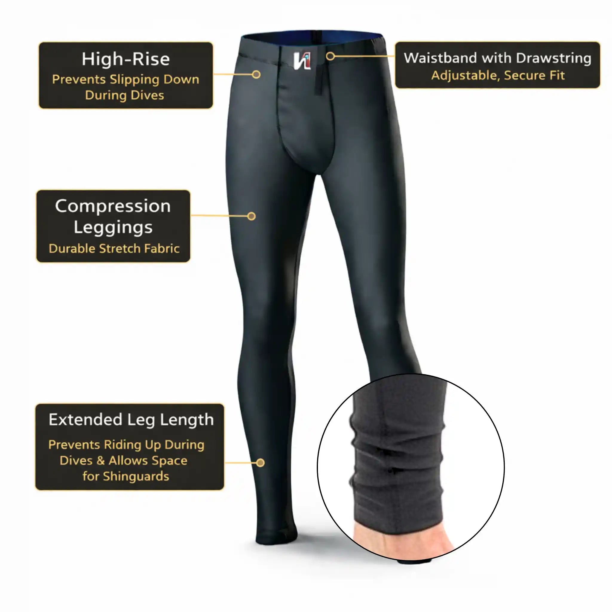 Goalkeeper Compression Leggings Black