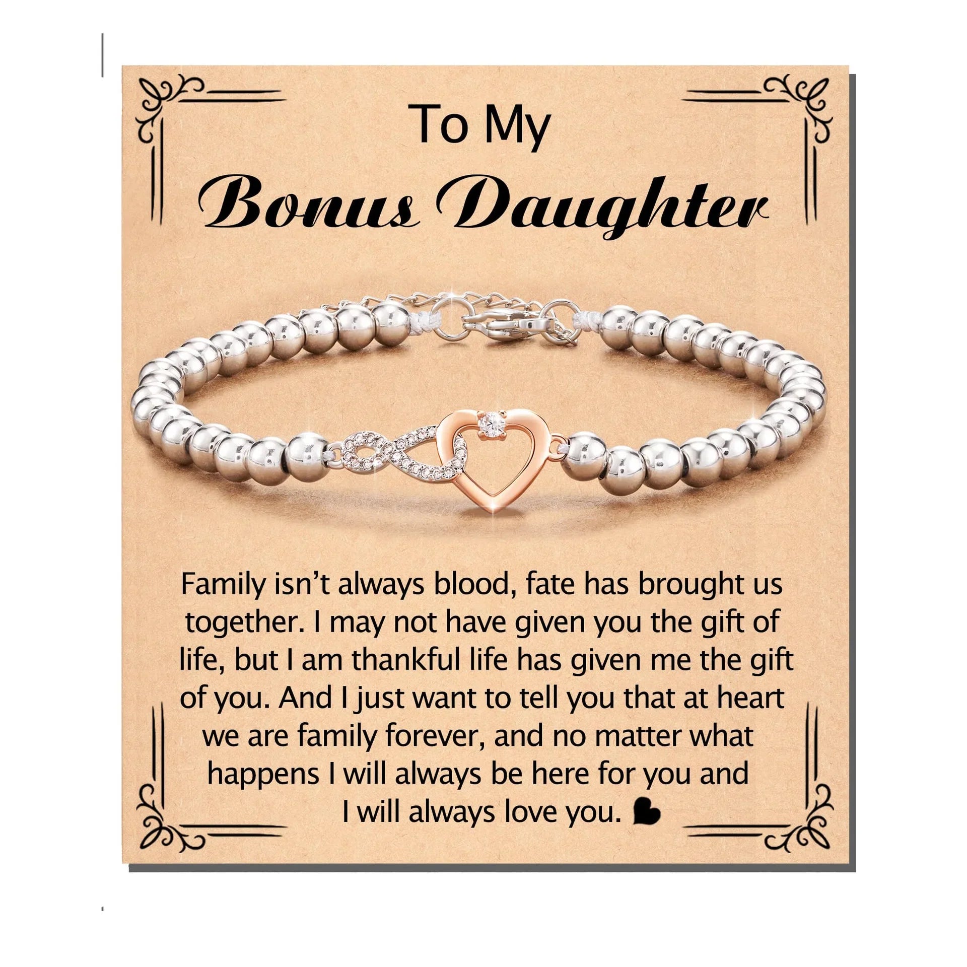 Love-filled diamond beaded bracelet, birthday jewelry gifts for wife, daughter, mother, grandmother, sister, mom, with cards