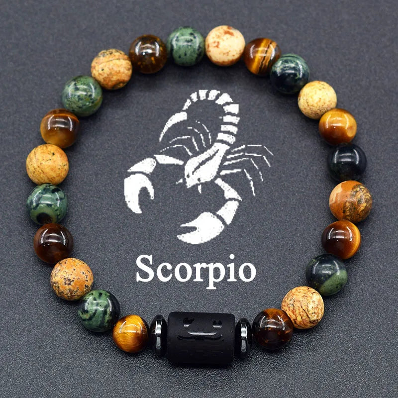 12 Constellation Signs Bracelet for Women Men 12 Zodiac Charm Bracelet Homme Capricorn Libra Leo Signs Jewelry on Hand Wholesale