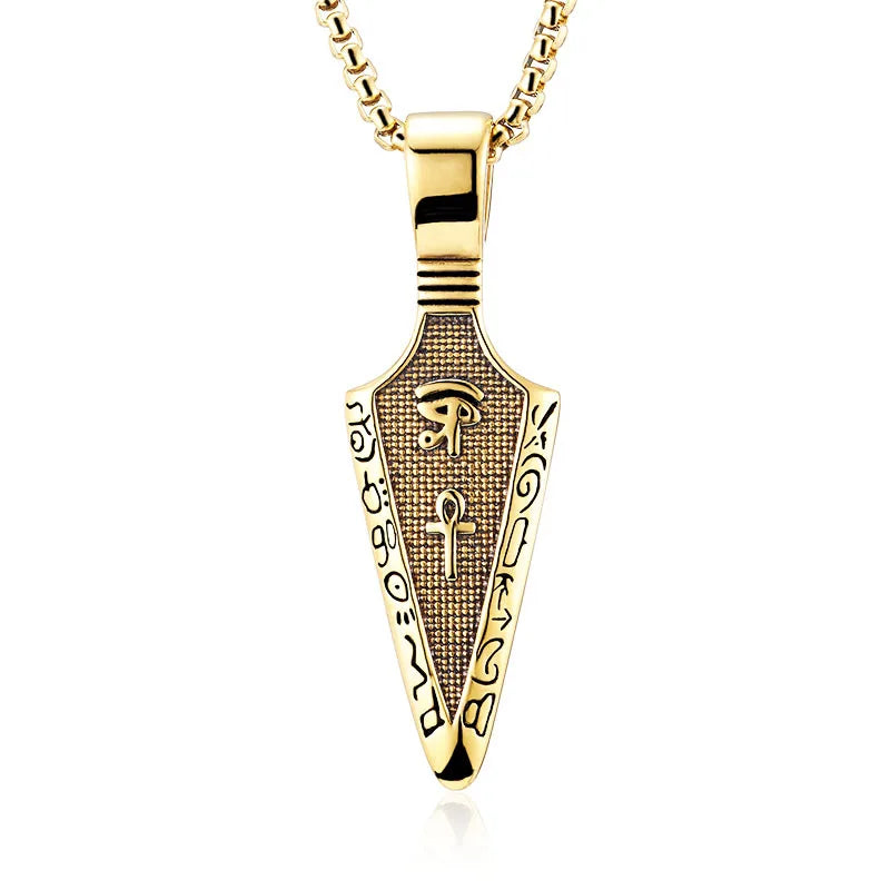 Horus Eye Anka Spearhead Titanium Steel Necklace Carbon Fiber Stainless Steel Men's Pendant Gift for Men Women
