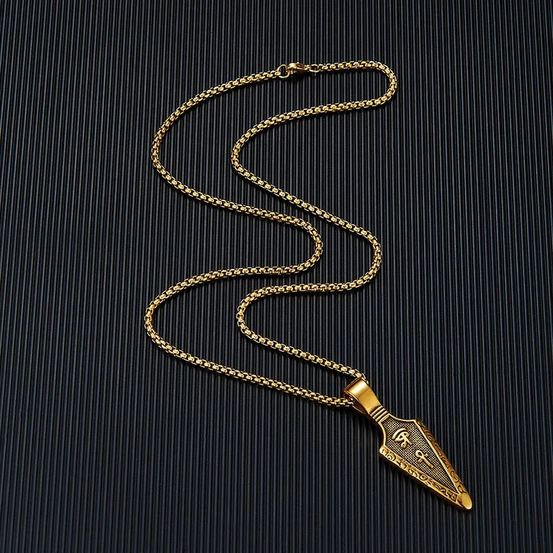 Horus Eye Anka Spearhead Titanium Steel Necklace Carbon Fiber Stainless Steel Men's Pendant Gift for Men Women