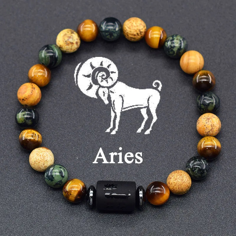 12 Constellation Signs Bracelet for Women Men 12 Zodiac Charm Bracelet Homme Capricorn Libra Leo Signs Jewelry on Hand Wholesale