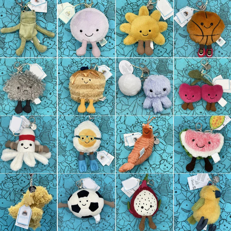 Golf Ball Plush Keychain, Jellyfish Keychain, Macaron Plush Toy, Cherry, Black Storm Cloud Plush JC Bag Charm