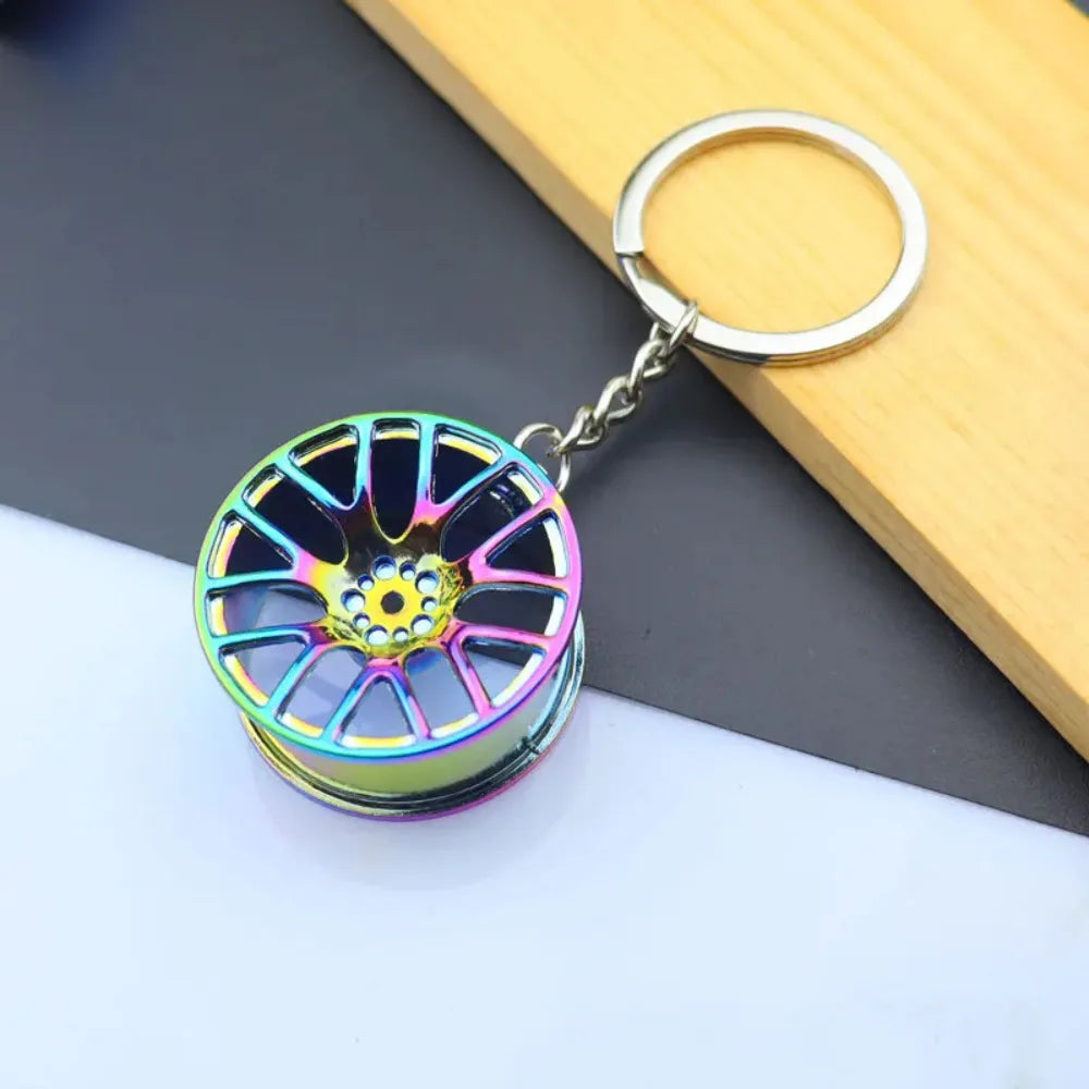 Creative Metal Mini Auto Parts Car Wheel Keychain Body Kit Enthusiast Keyring Accessories Key Ring Chain for Men Woman Gift