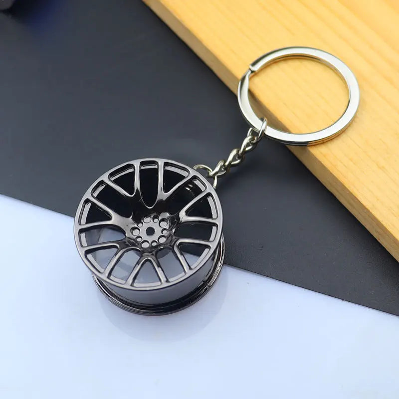 Creative Metal Mini Auto Parts Car Wheel Keychain Body Kit Enthusiast Keyring Accessories Key Ring Chain for Men Woman Gift