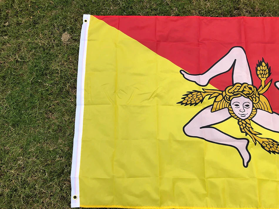 SKY FLAG Sicily Flag 90x150cm 3x5ft Sicilia Sicilian Flags and Banners Italy Trinacria Symbol Sicily Flag for Decoration