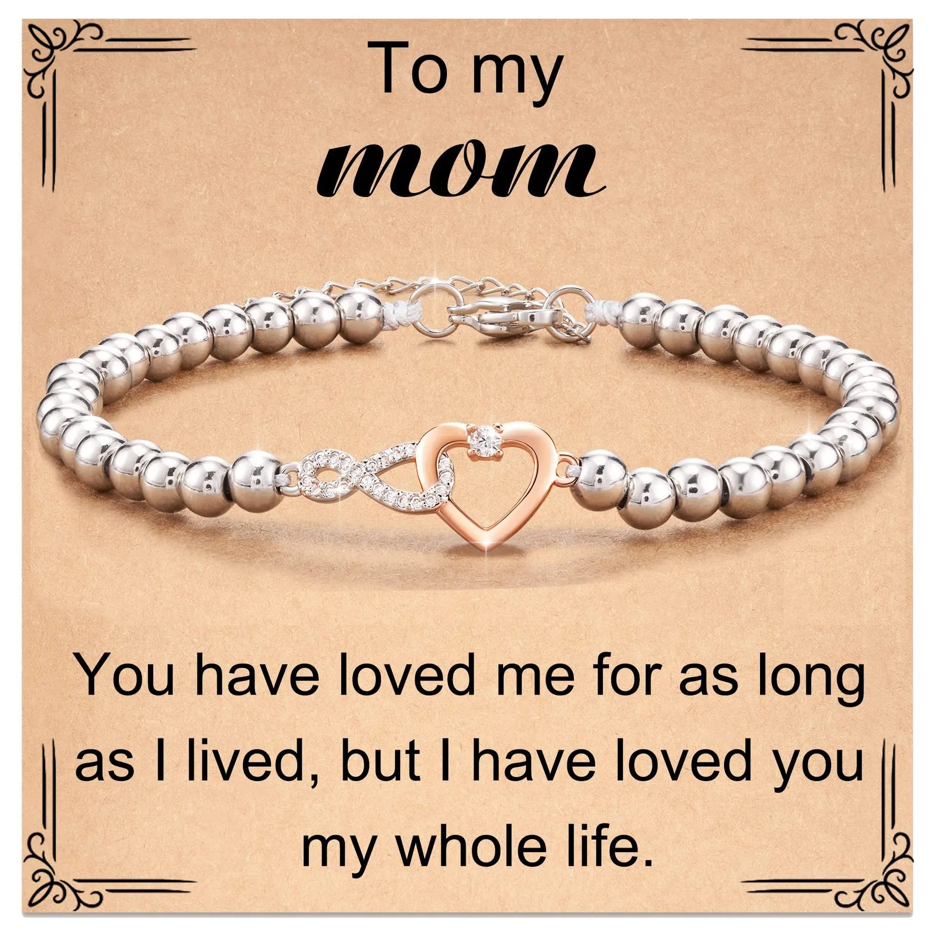 Love-filled diamond beaded bracelet, birthday jewelry gifts for wife, daughter, mother, grandmother, sister, mom, with cards