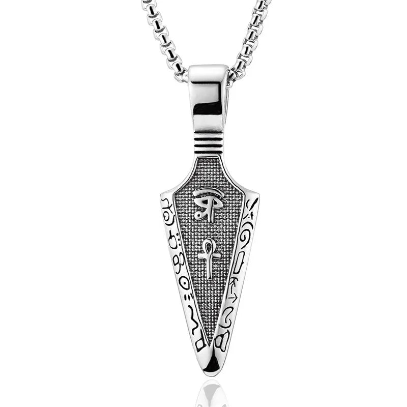 Horus Eye Anka Spearhead Titanium Steel Necklace Carbon Fiber Stainless Steel Men's Pendant Gift for Men Women
