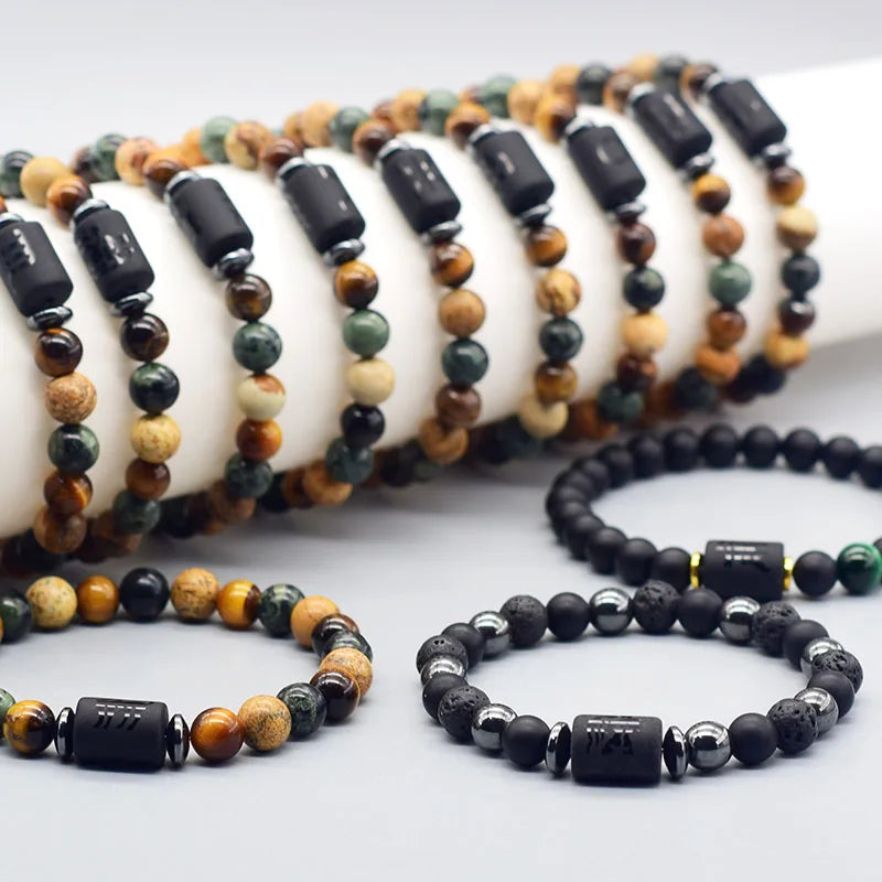 12 Constellation Signs Bracelet for Women Men 12 Zodiac Charm Bracelet Homme Capricorn Libra Leo Signs Jewelry on Hand Wholesale