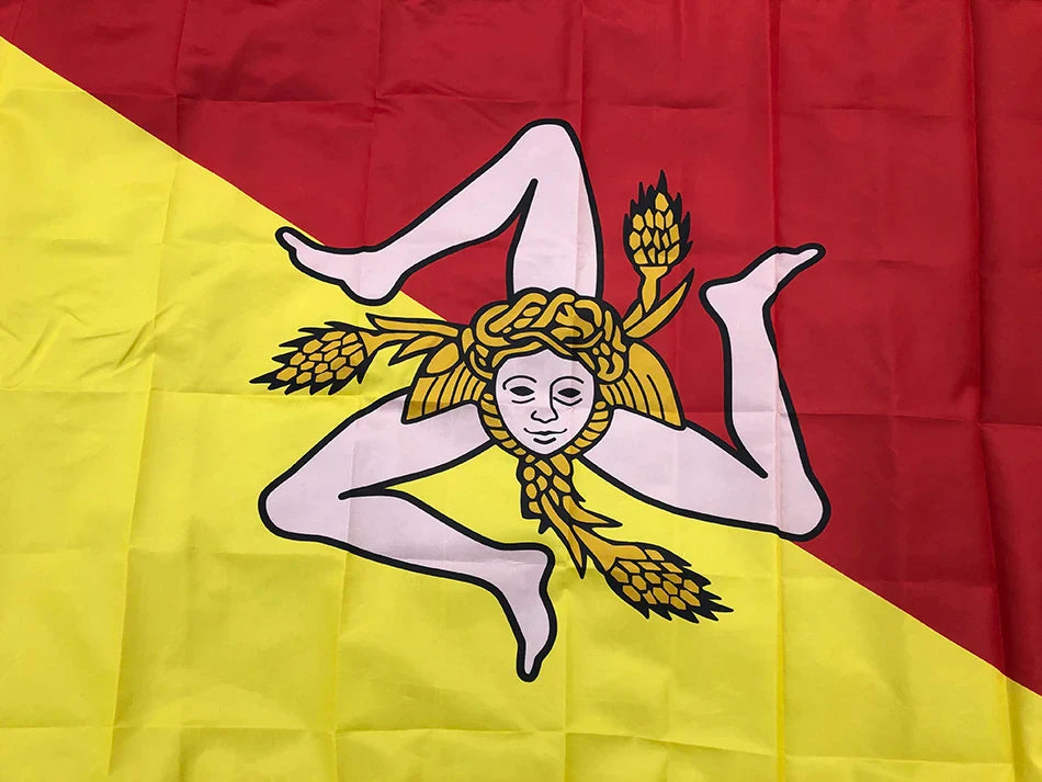SKY FLAG Sicily Flag 90x150cm 3x5ft Sicilia Sicilian Flags and Banners Italy Trinacria Symbol Sicily Flag for Decoration