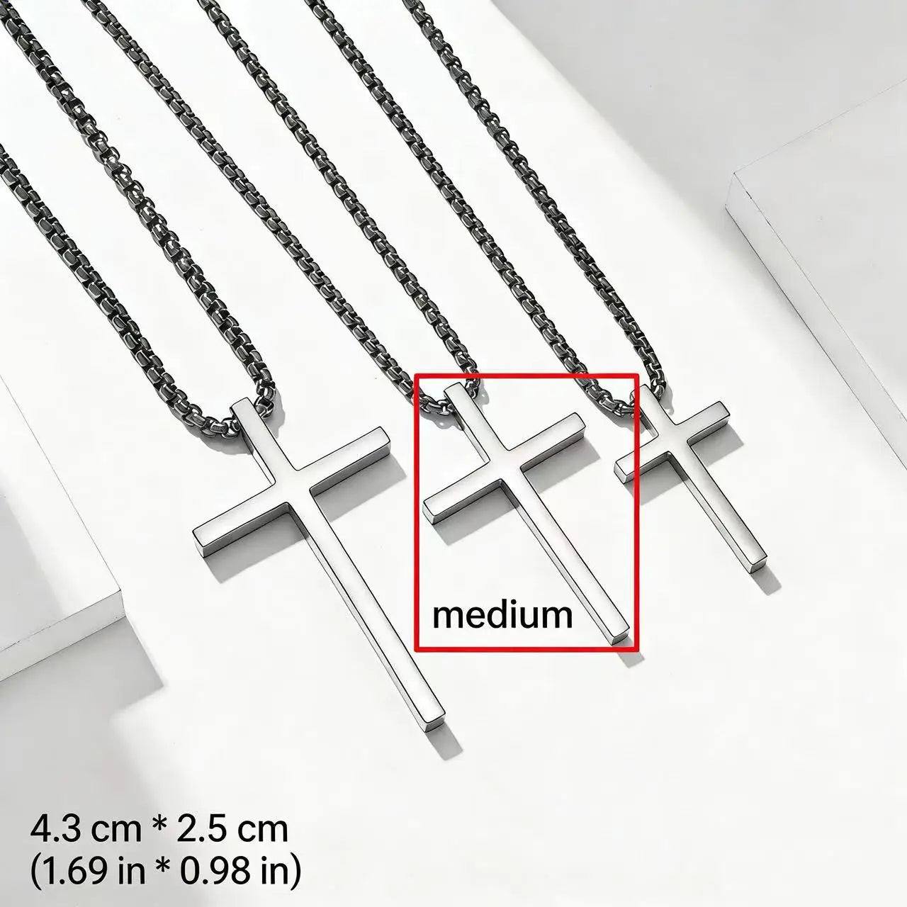 HNSP 316L Stainless Steel Cross Pendant Chain Necklace For Men Unisex Simple Style Large Medium Small Size Waterproof Jewelry