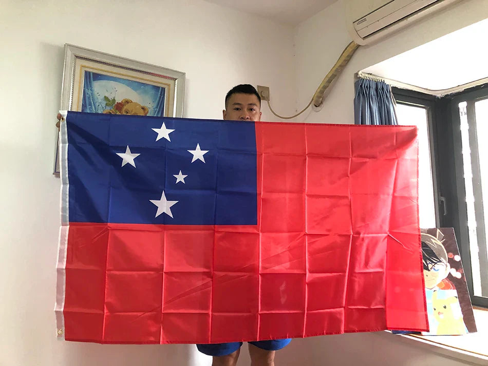 SKY FLAG Samoa flag 90x150cm Double penetration Polyester hanging Samoa WS American Samoan Flag with Brass Grommets for Decor