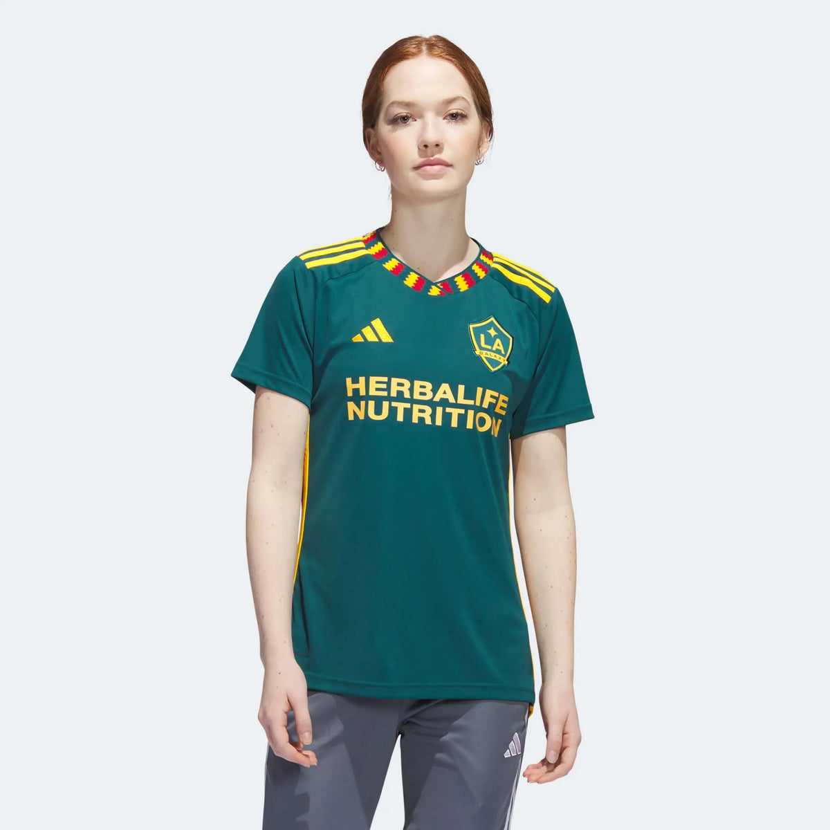 adidas 2023-25 LA Galaxy Women's Away Jersey - Mystery Green-Team Gold