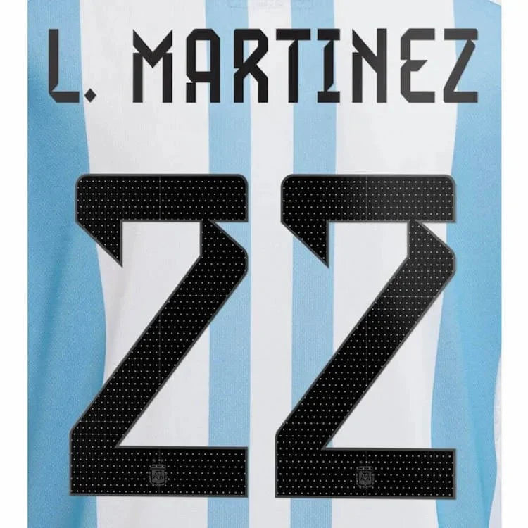 Argentina 2022-23 Home L. Martinez #22 Youth Jersey Name Set