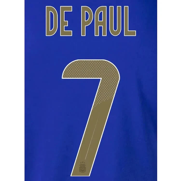 Argentina 2024/25 Away De Paul Youth #7 Jersey Name Set