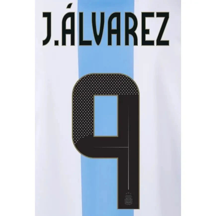 Argentina 2024/25 Home J. Alvarez #9 Youth Jersey Name Set