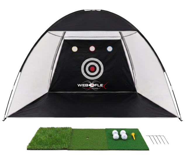 Web Flex 10x7 Golf Hitting Net with Target & Mat | Portable
