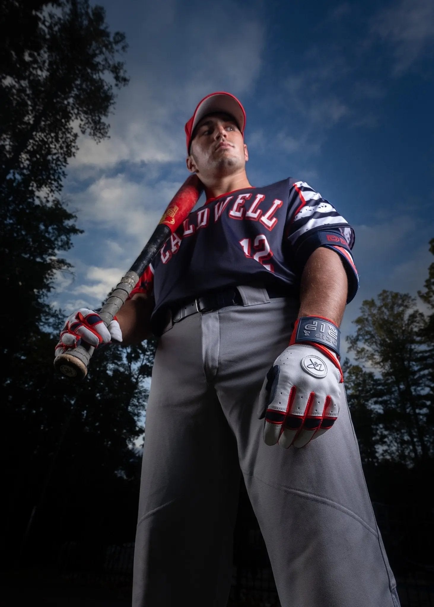 Drip & Rip™ "Baller" Series Premium Leather Long Cuff Batting Glove Flags