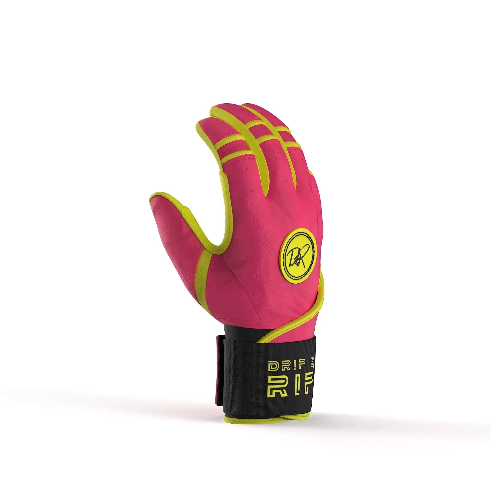 Drip & Rip™ 'Baller' Series Premium Leather Long Cuff Batting Glove Pink Lemonade