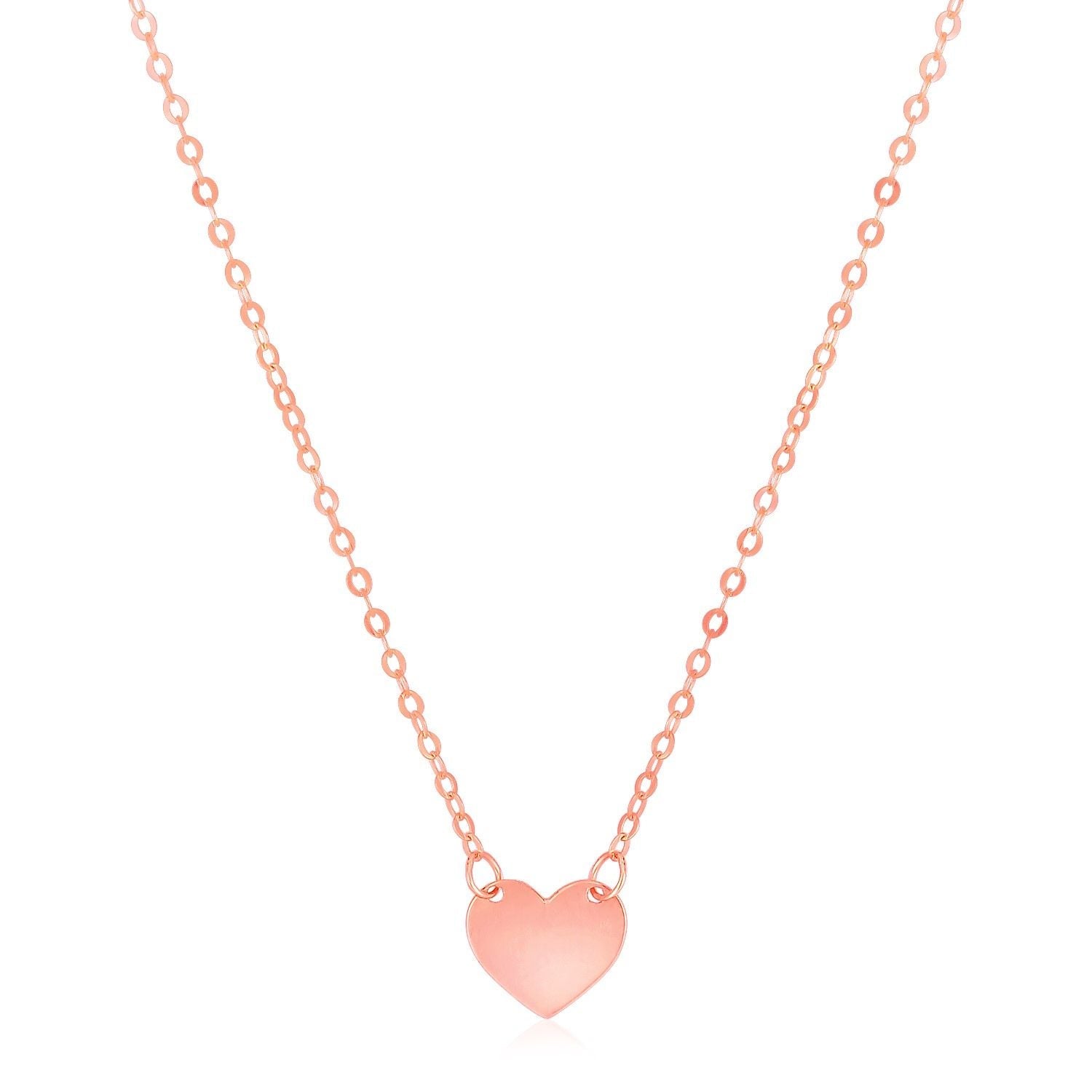 14k Rose Gold Polished Mini Heart Necklace