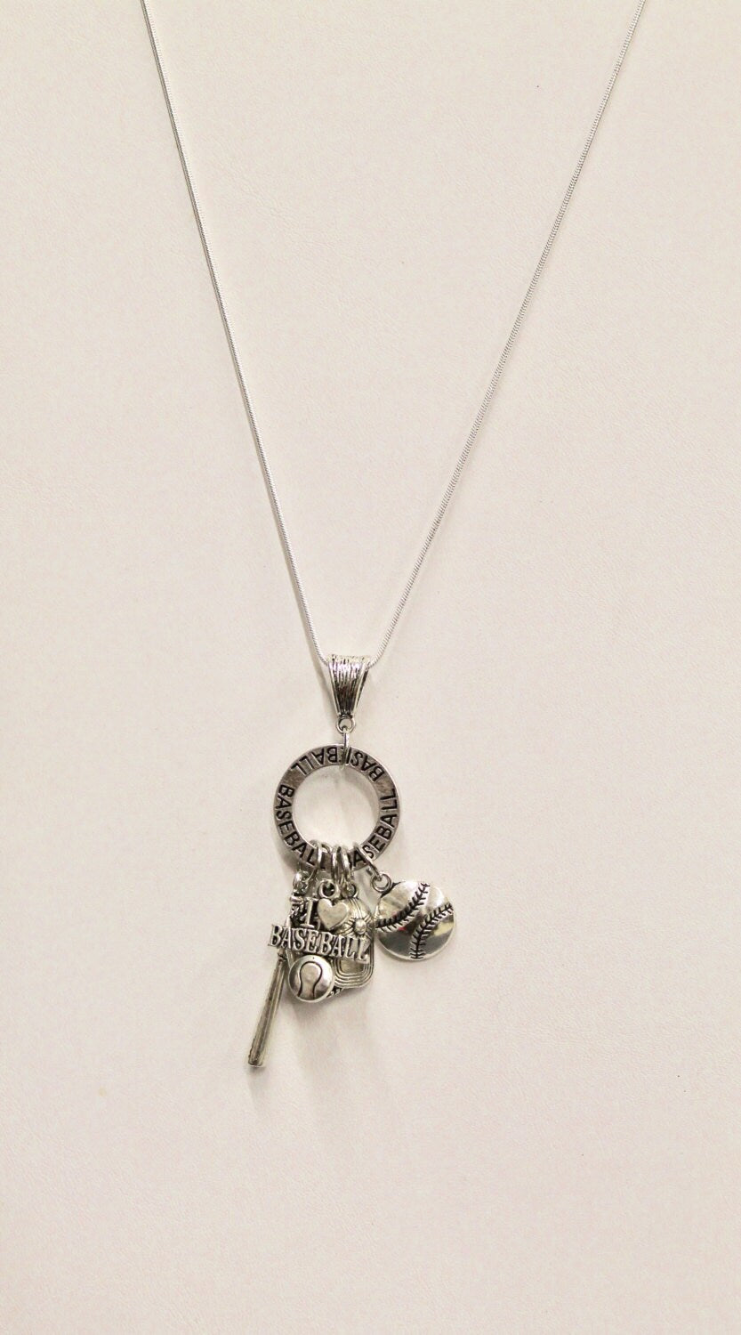 Baseball Pendant on Silver Chain, I Love Baseball, Baseball Mom, Mothers Day Gift, Gift For Her, Baseball Mama, Girlfriend Gift