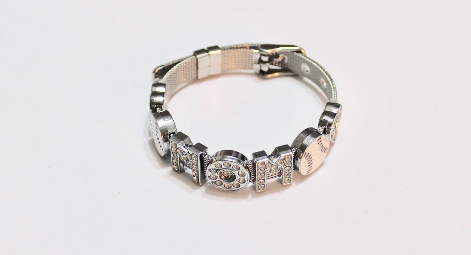 Baseball Mom Stainless Steel Slide Bracelet, I Love Baseball, Baseball Gift, Baseball Son, Gift For Her, Baseball Mother, Travel ball Mom