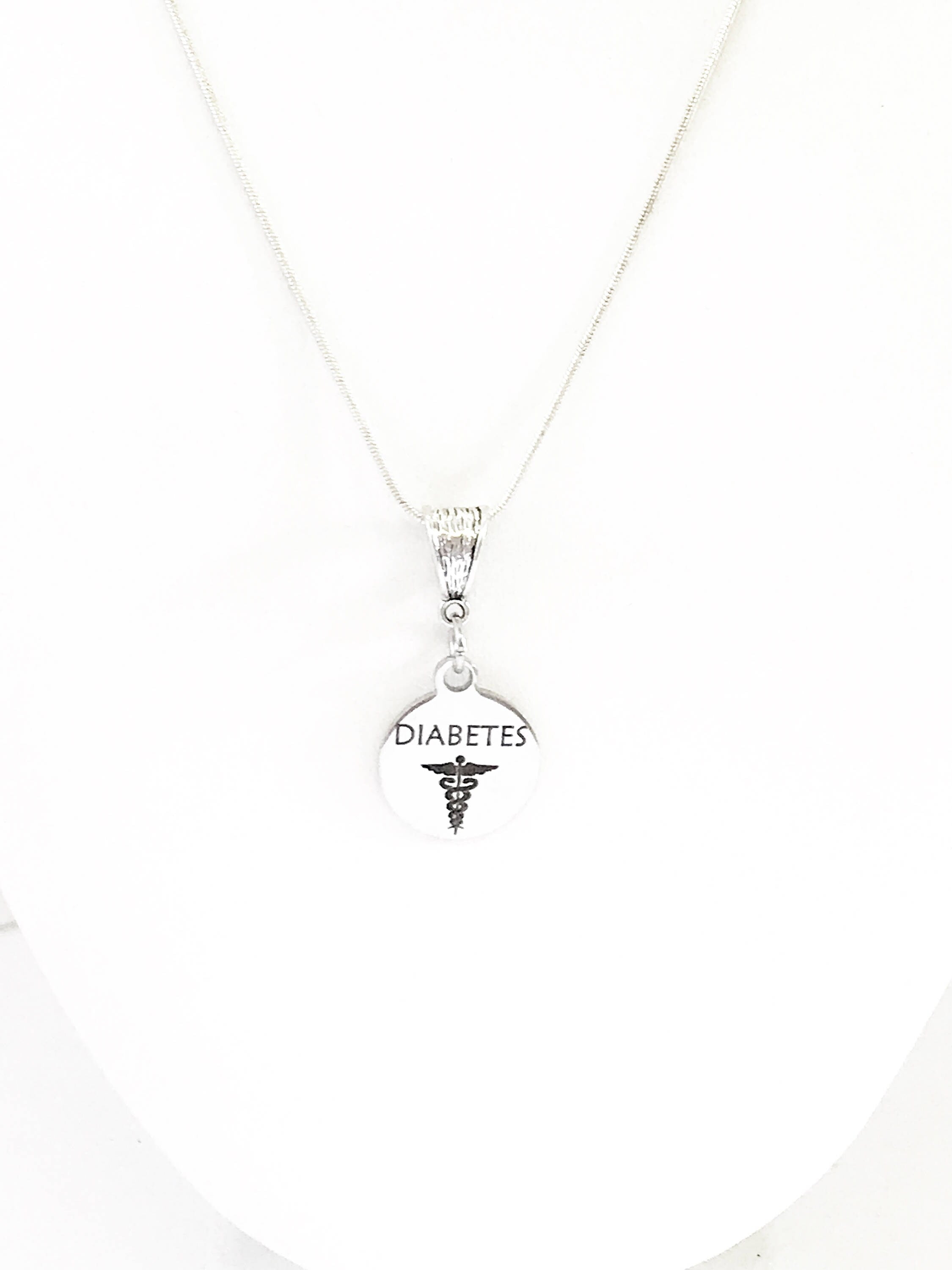 Diabetes Medical Condition Awareness SS Engraved Pendant Necklace, Medical Jewelry Gift For Her, Diabetes Jewelry, Classy Medical Jewelry