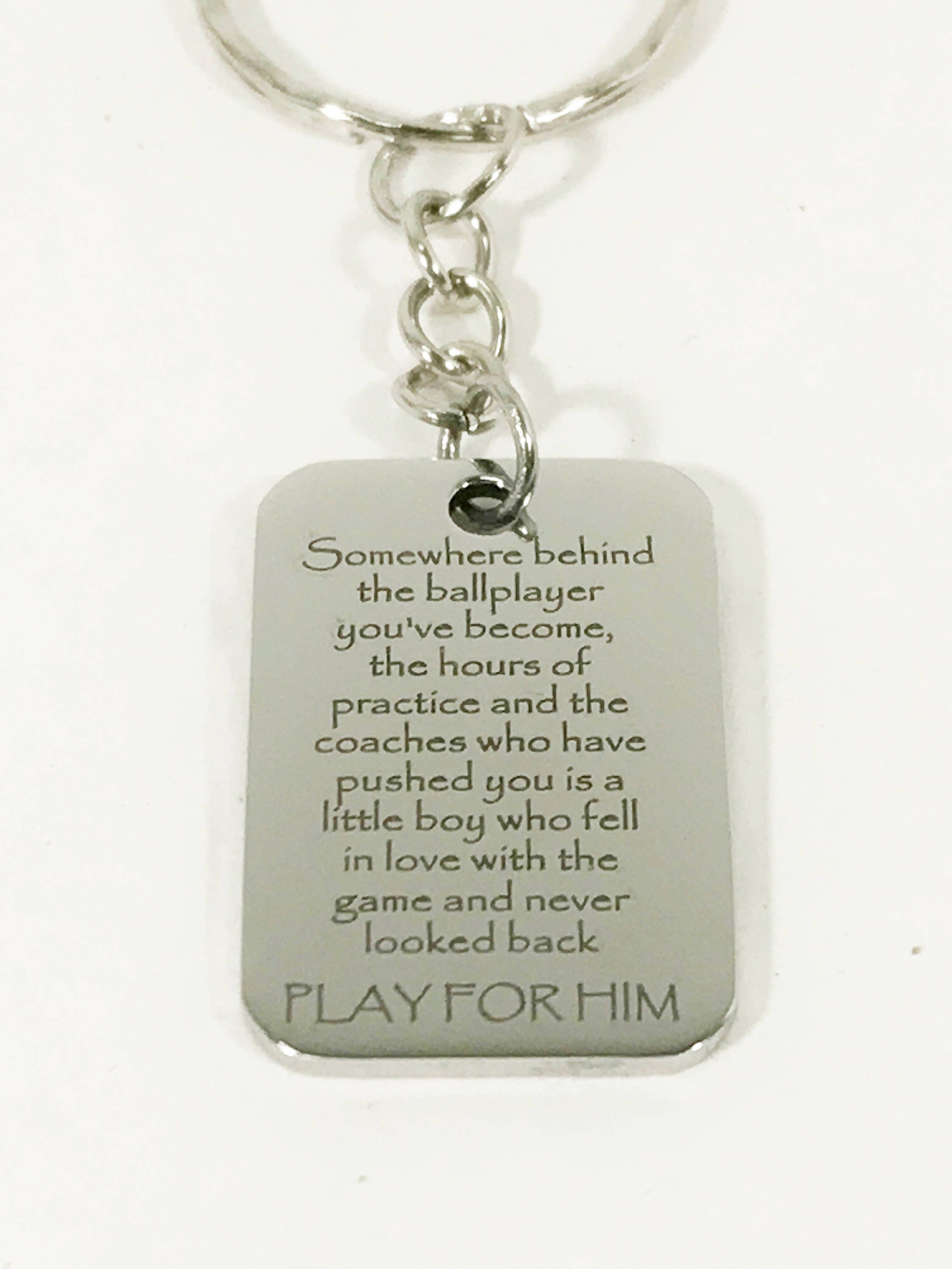 Play For Him Keychain, Baseball Player Keychain, Football Player Keychain, Basketball Player Keychain, Son Gift, Son Valentine, Play For Him