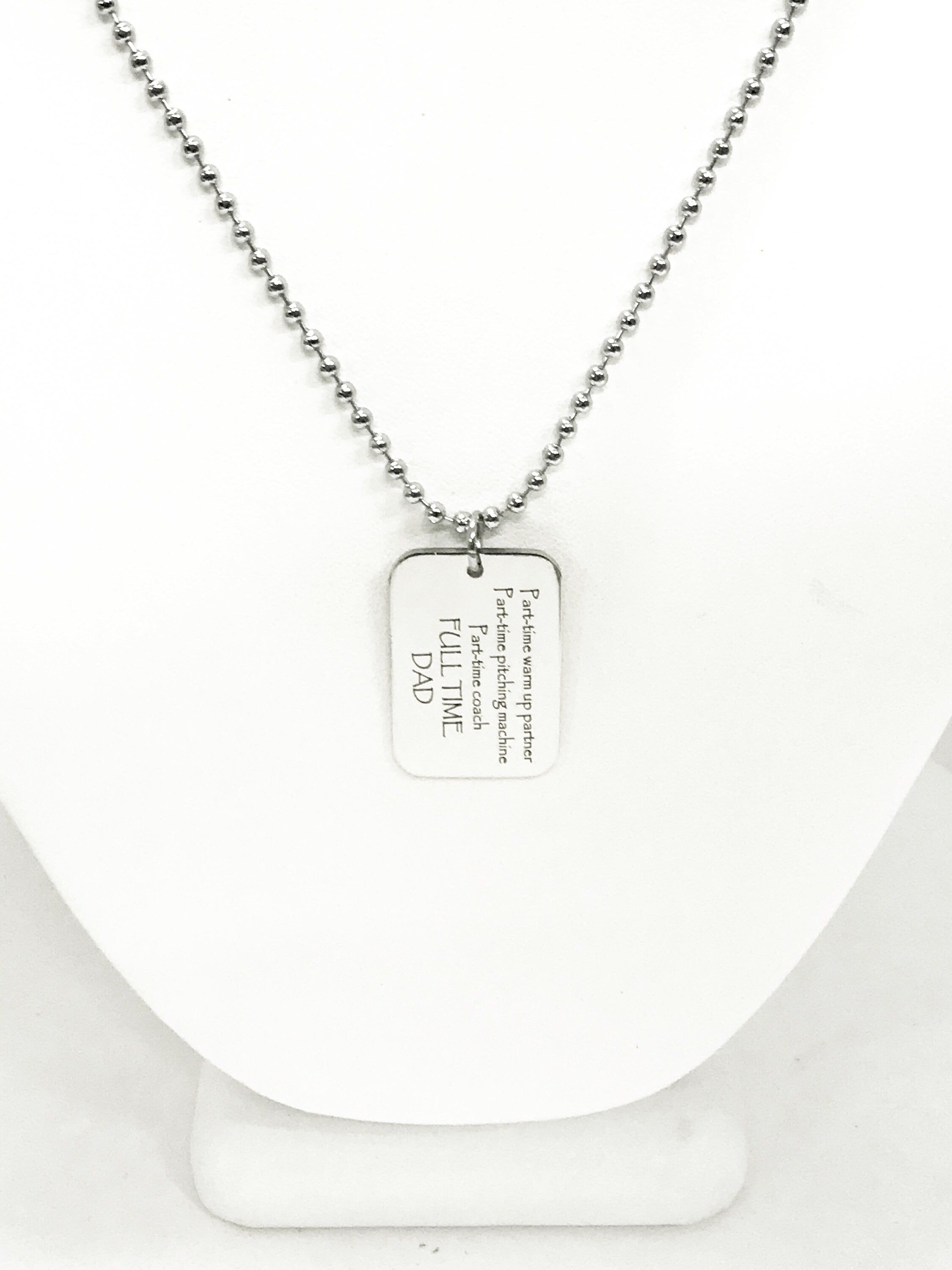 Baseball Dad Necklace, Baseball Dad Gift, Baseball Dad Charm, Dad Coach Gift, Fathers Day Gift, Part-Time Coach, Full Time Dad Gift