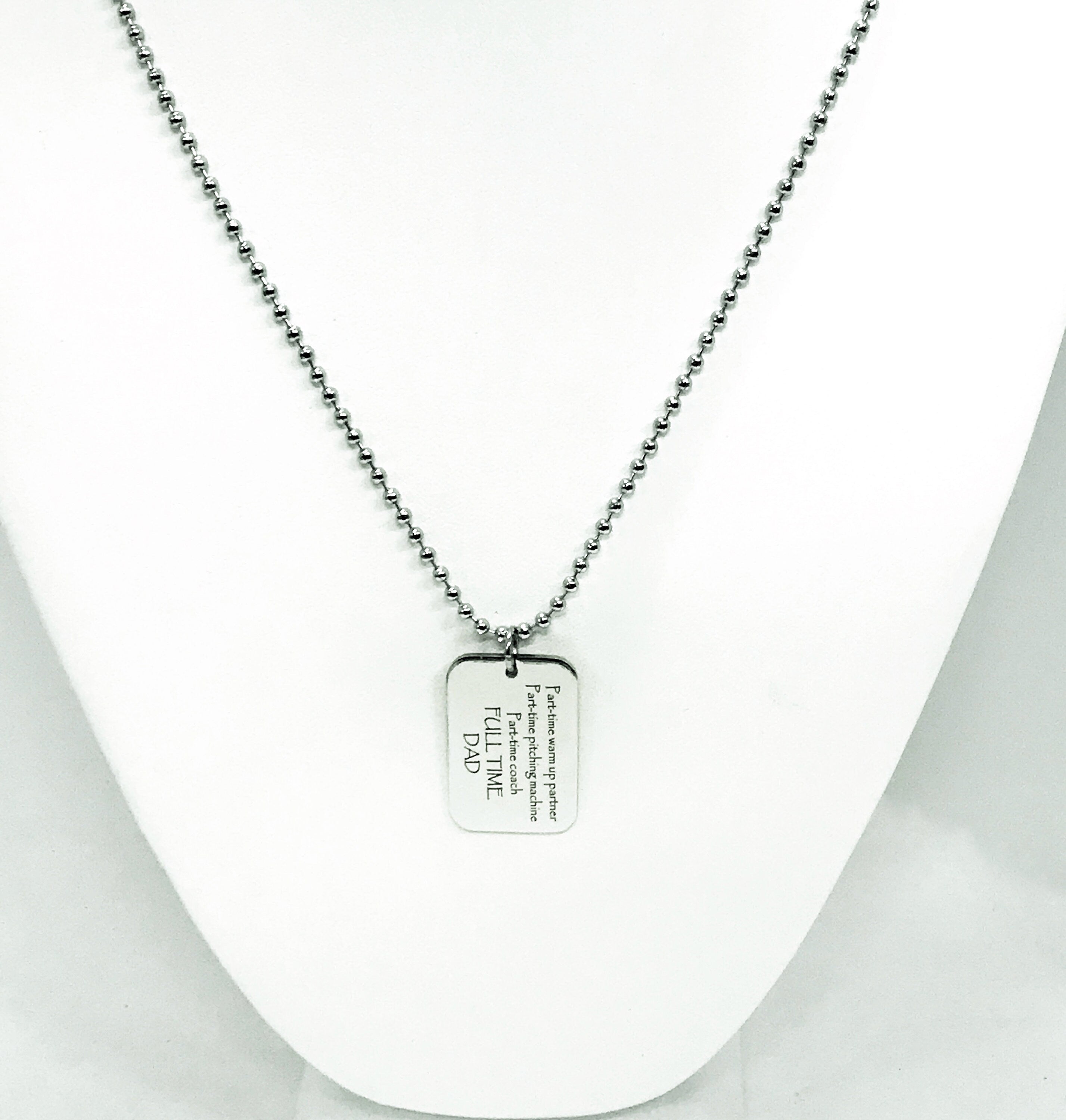 Baseball Dad Necklace, Baseball Dad Gift, Baseball Dad Charm, Dad Coach Gift, Fathers Day Gift, Part-Time Coach, Full Time Dad Gift