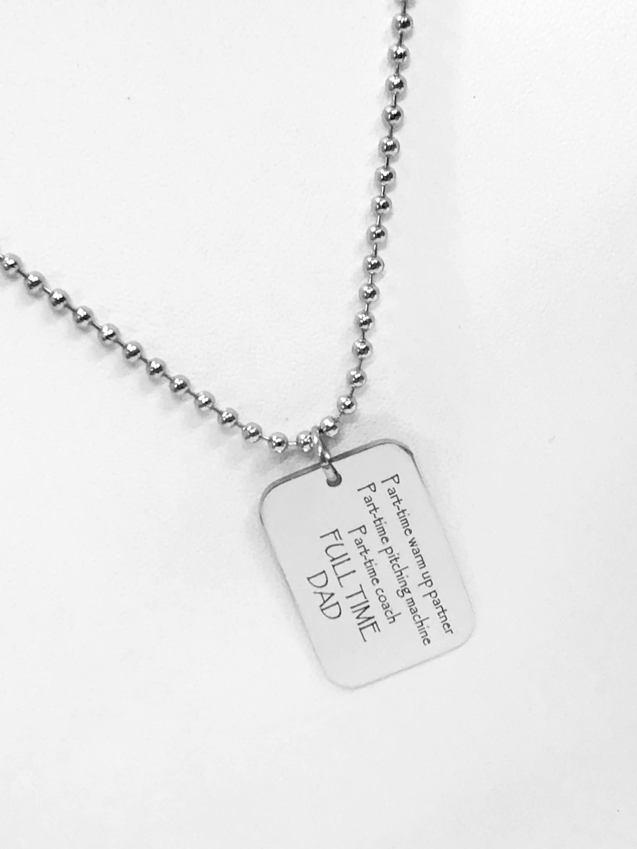 Baseball Dad Necklace, Baseball Dad Gift, Baseball Dad Charm, Dad Coach Gift, Fathers Day Gift, Part-Time Coach, Full Time Dad Gift