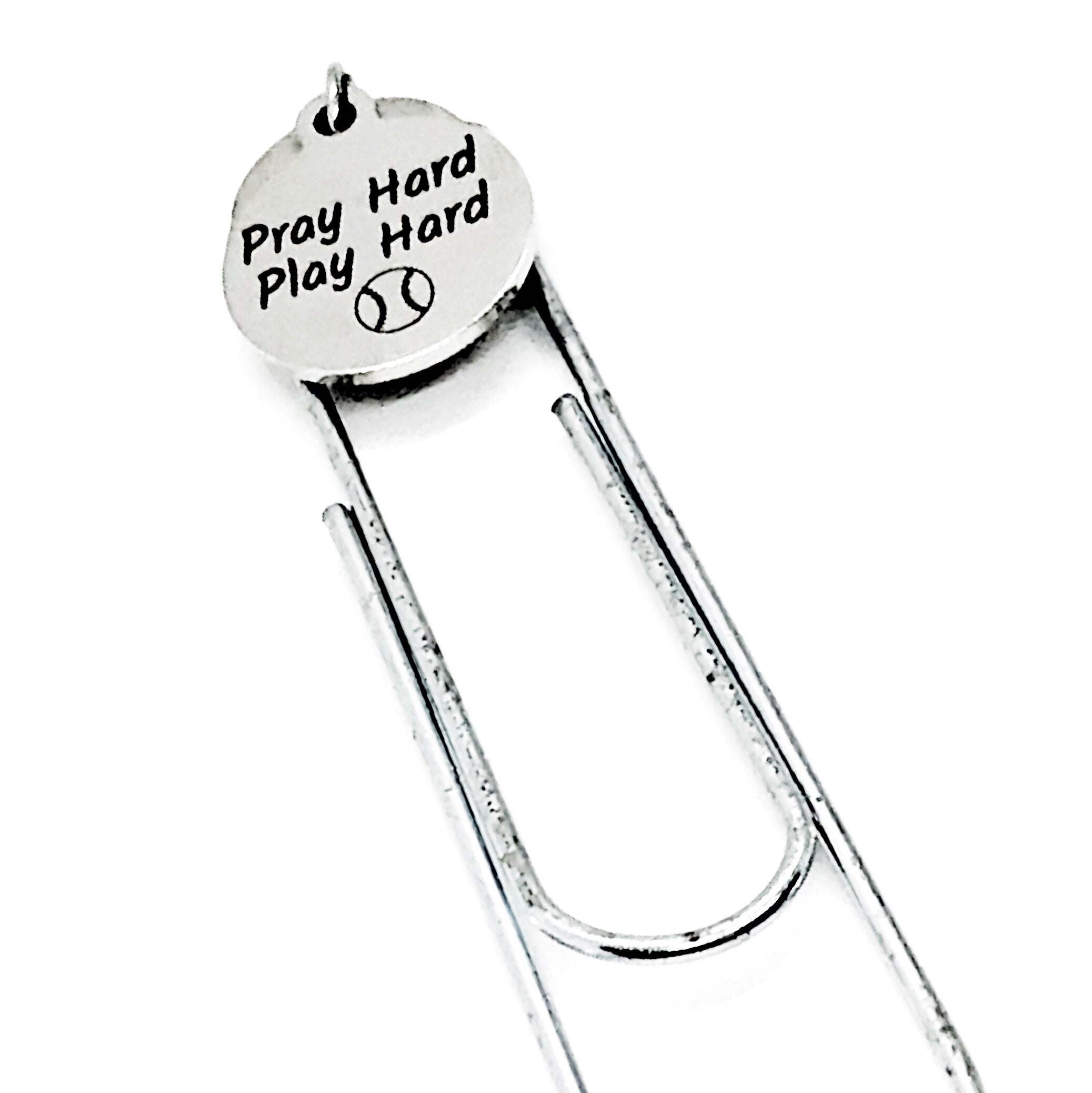 Bookmark Gift, Pray Hard Play Hard Bookmark, Christian Baseball Player Gift, Student Athlete Gift, Baseball Charm Bookmark, Team Gifts