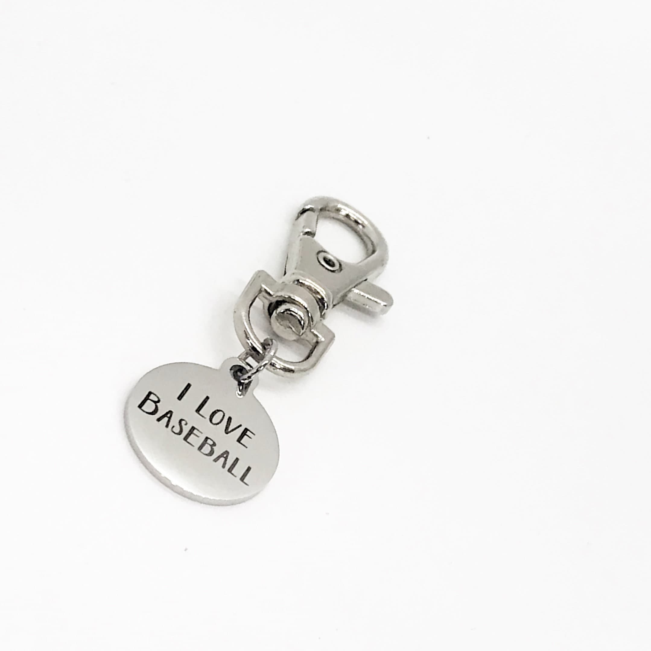 Baseball Gift, I Love Baseball Clip On Charm, Baseball Bag Charm, Son Gift, Baseball Player, Baseball Mom Gift, Keychain Charm, Bag Charm