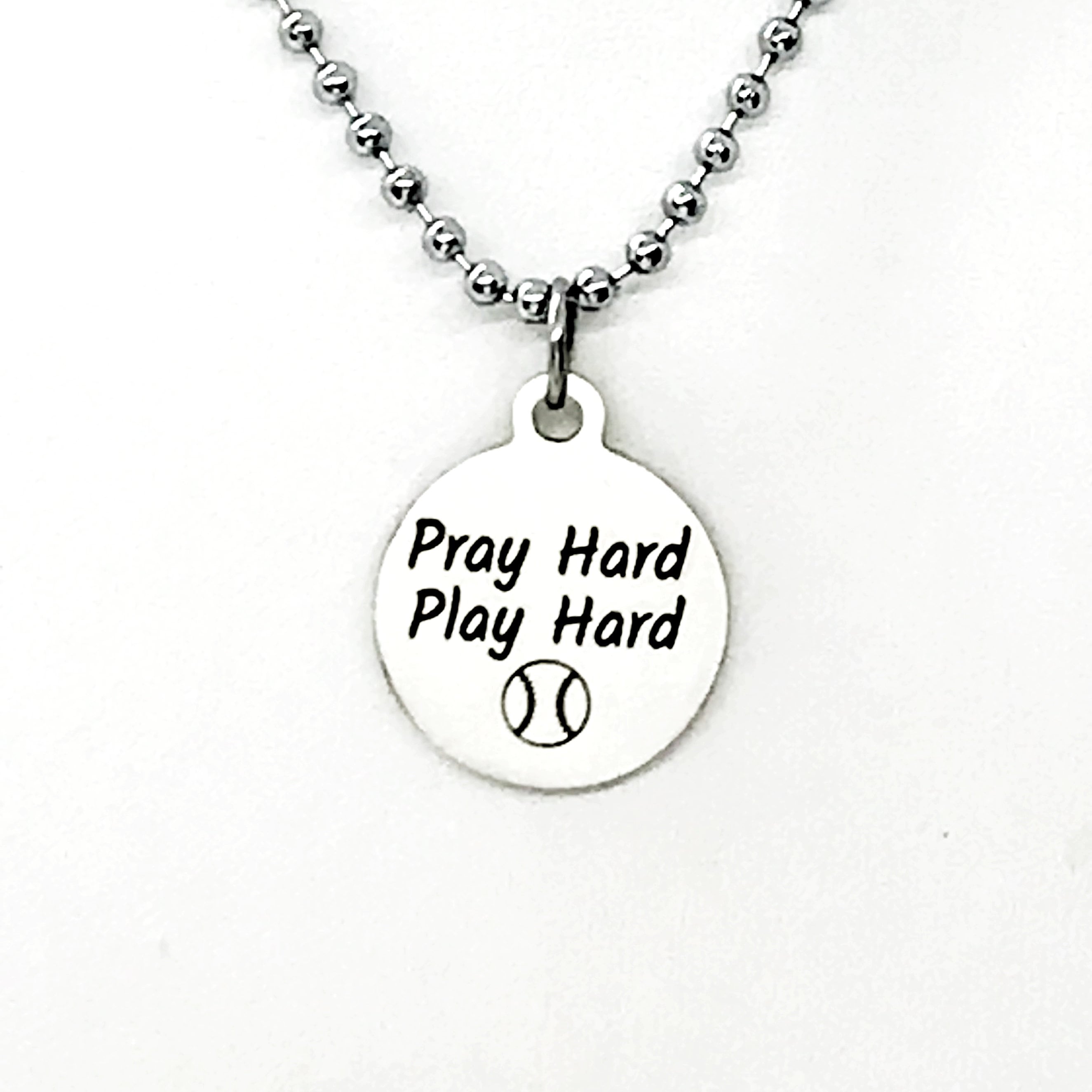 Baseball Player Gift, Pray Hard Play Hard Necklace, Baseball Player Necklace, Christian Baseball Player, Team Gifts, Baseball Mom Gift