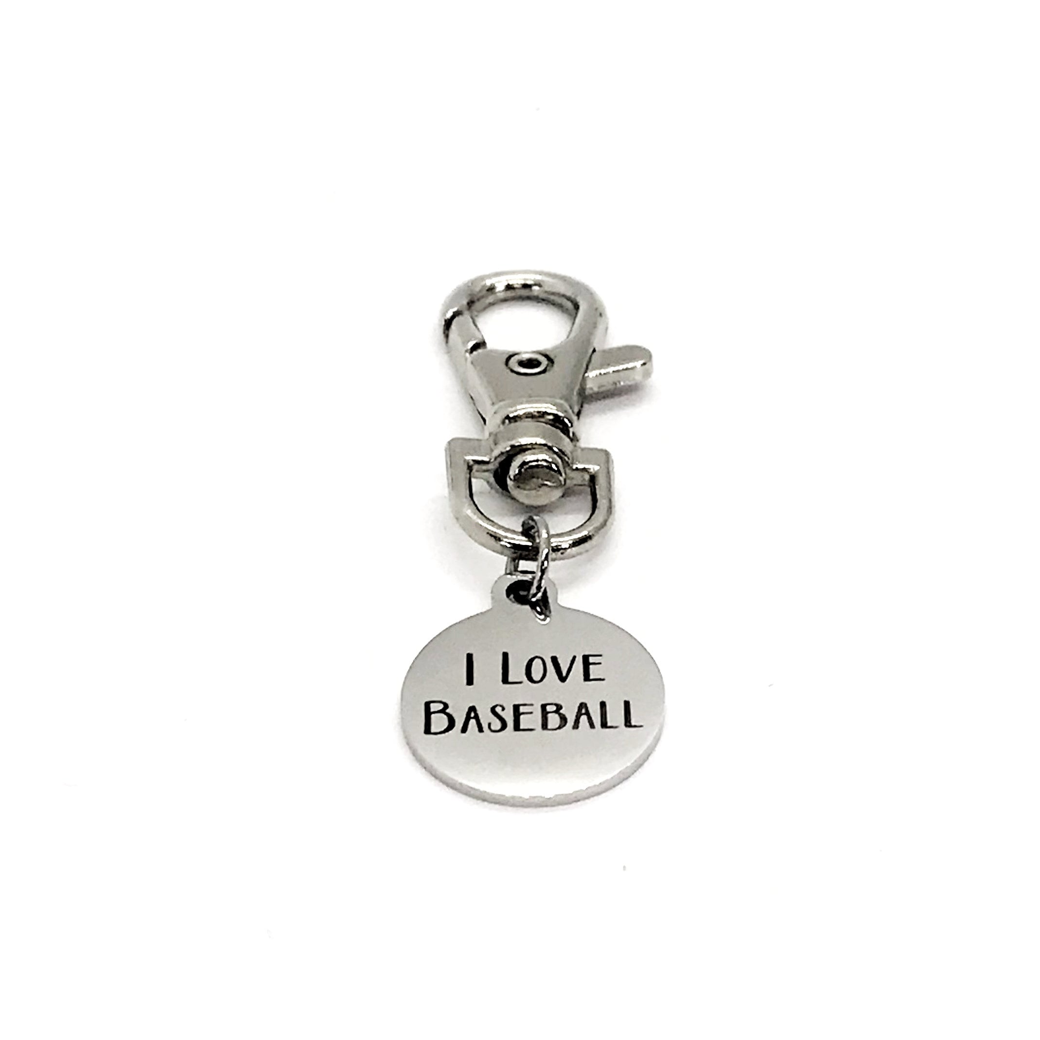 Baseball Gift, I Love Baseball Clip On Charm, Baseball Bag Charm, Son Gift, Baseball Player, Baseball Mom Gift, Keychain Charm, Bag Charm