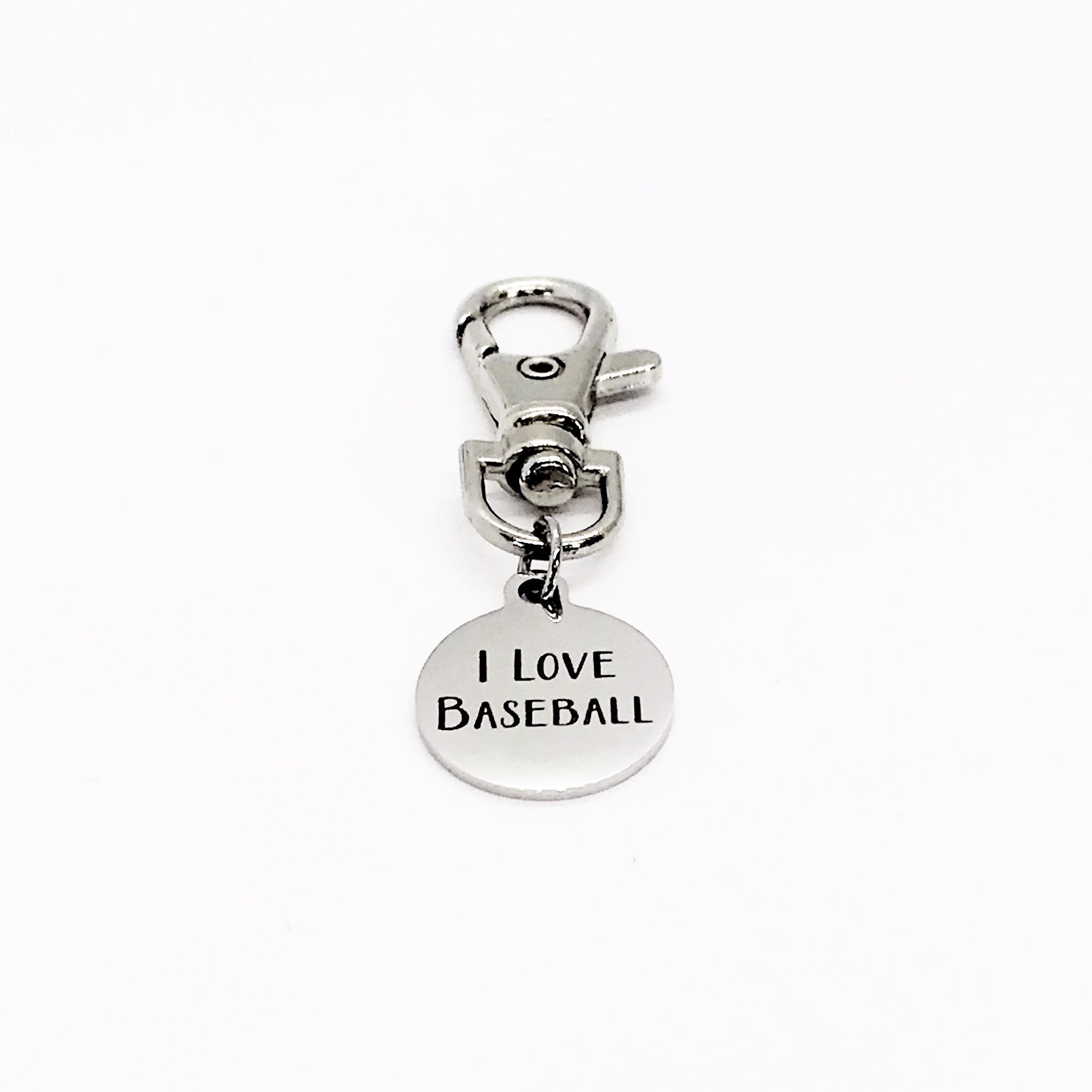 Baseball Gift, I Love Baseball Clip On Charm, Baseball Bag Charm, Son Gift, Baseball Player, Baseball Mom Gift, Keychain Charm, Bag Charm