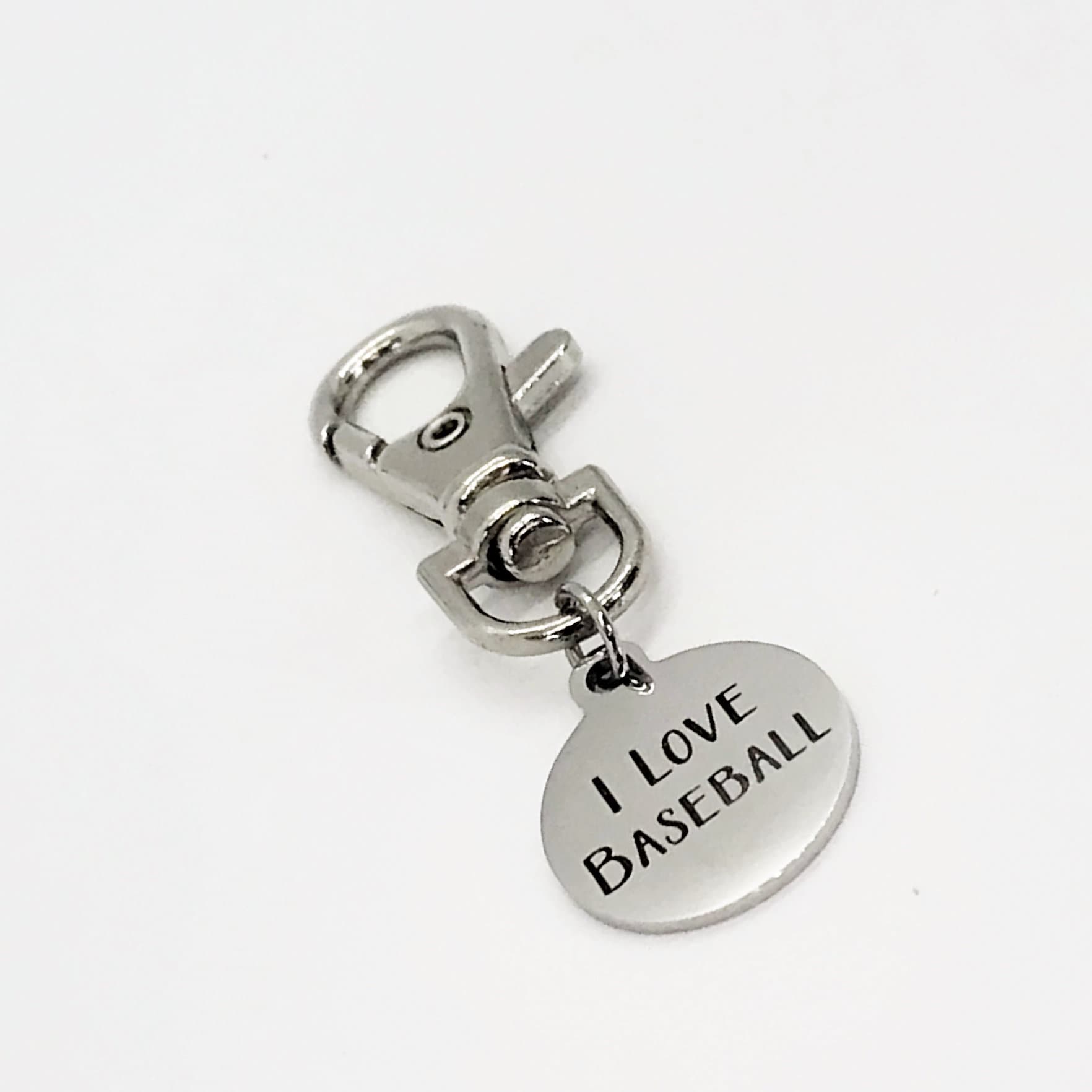 Baseball Gift, I Love Baseball Clip On Charm, Baseball Bag Charm, Son Gift, Baseball Player, Baseball Mom Gift, Keychain Charm, Bag Charm