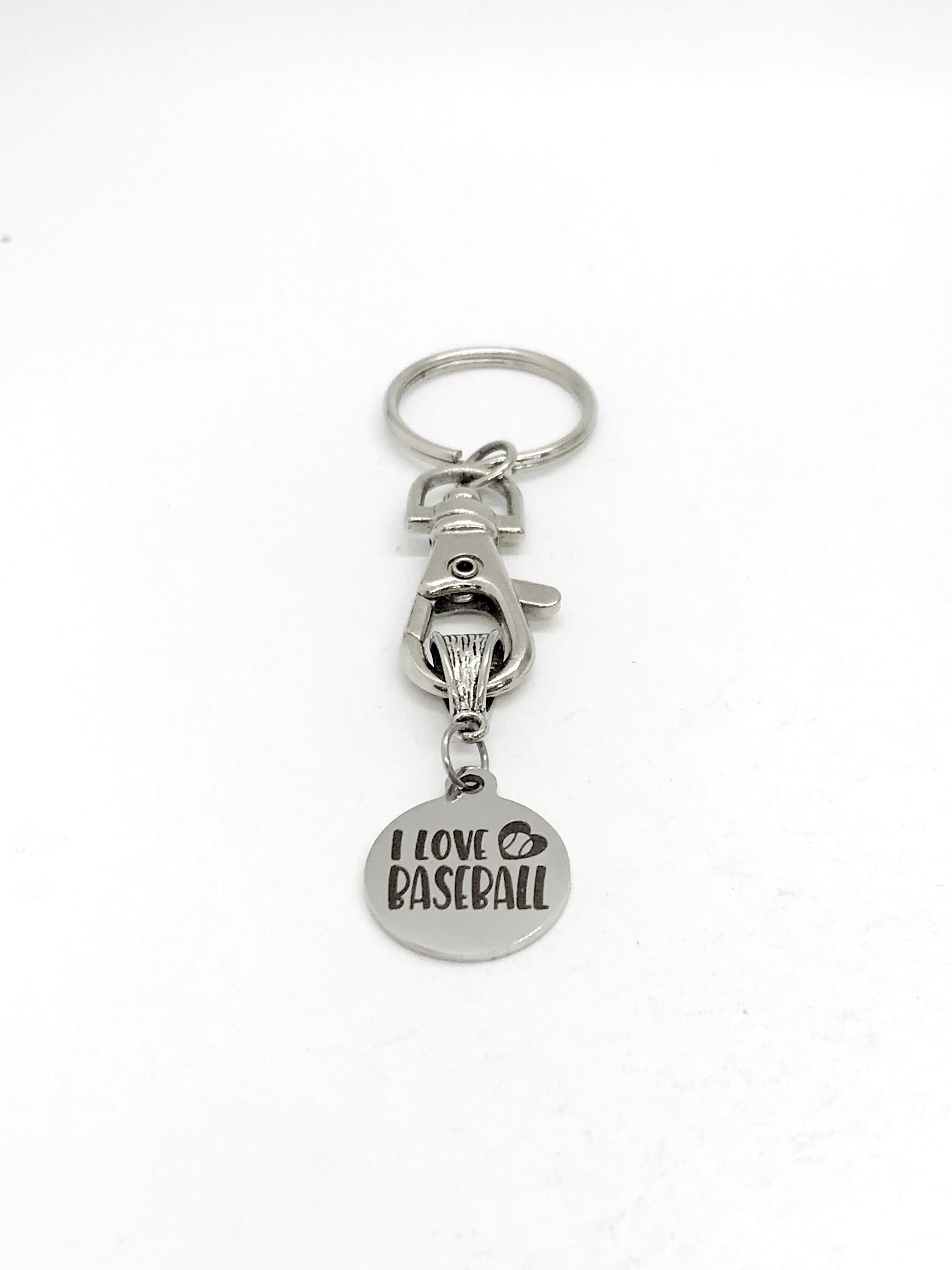 Baseball Keychain, I Love Baseball Keychain, Baseball Girlfriend, Baseball Mom Gift, Girlfriend Gift, Baseball Charm, Gift For Mom
