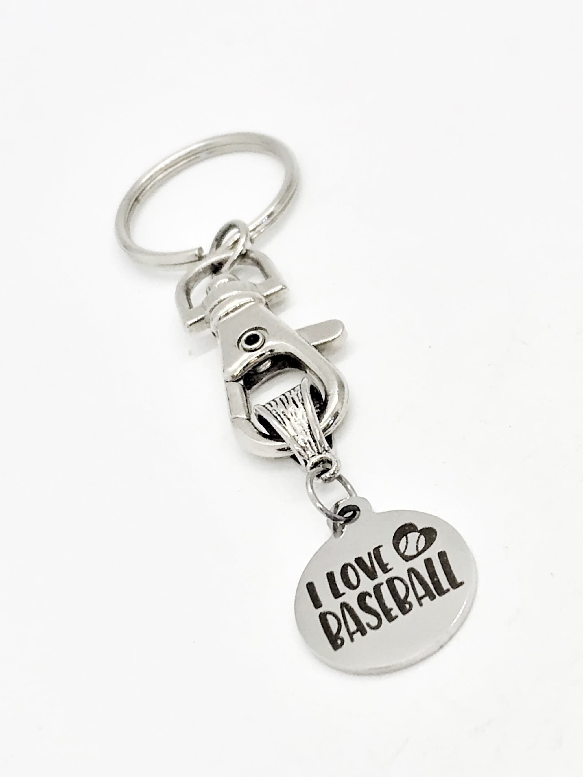 Baseball Keychain, I Love Baseball Keychain, Baseball Girlfriend, Baseball Mom Gift, Girlfriend Gift, Baseball Charm, Gift For Mom