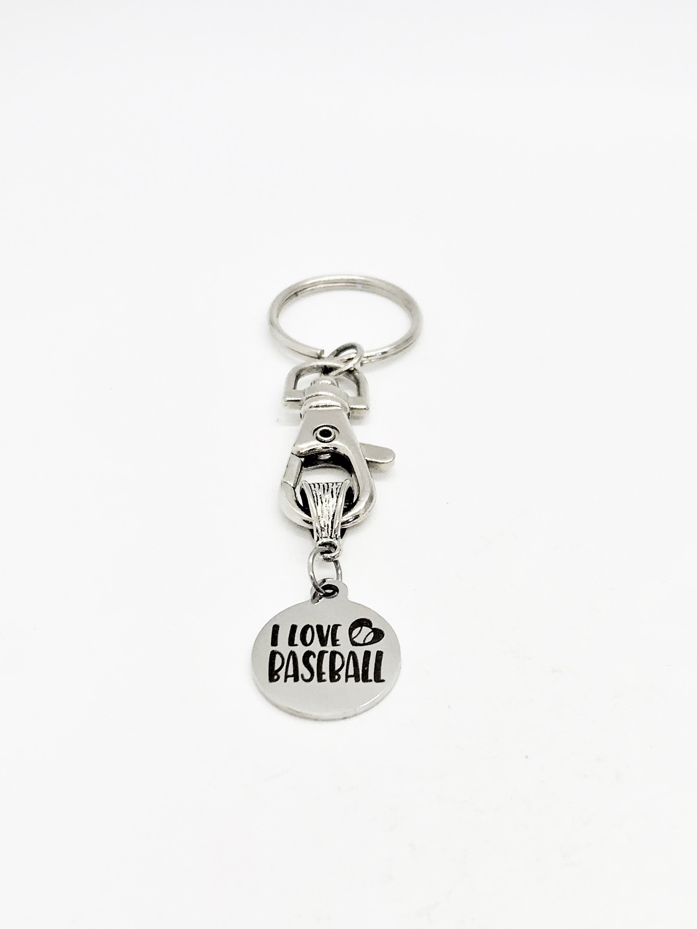 Baseball Keychain, I Love Baseball Keychain, Baseball Girlfriend, Baseball Mom Gift, Girlfriend Gift, Baseball Charm, Gift For Mom
